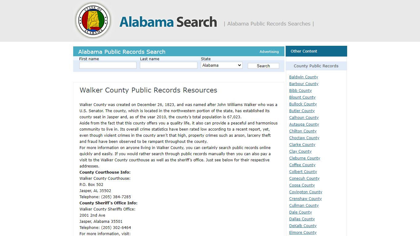 Walker County Public Records Resources | Alabama - AL Search